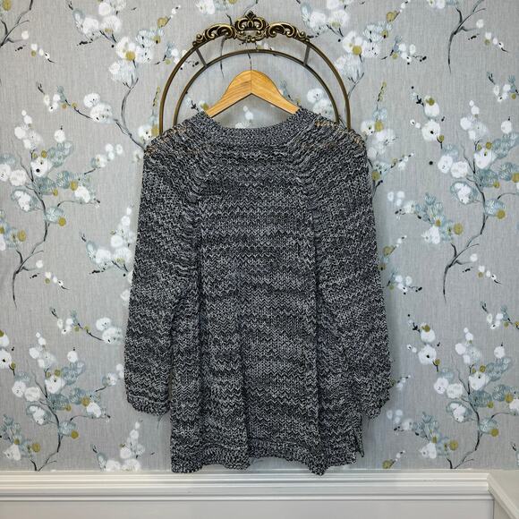 J Jill Black and White 3/4 Sleeve Length Button Up Cardigan - Size Large - Picture 5 of 6